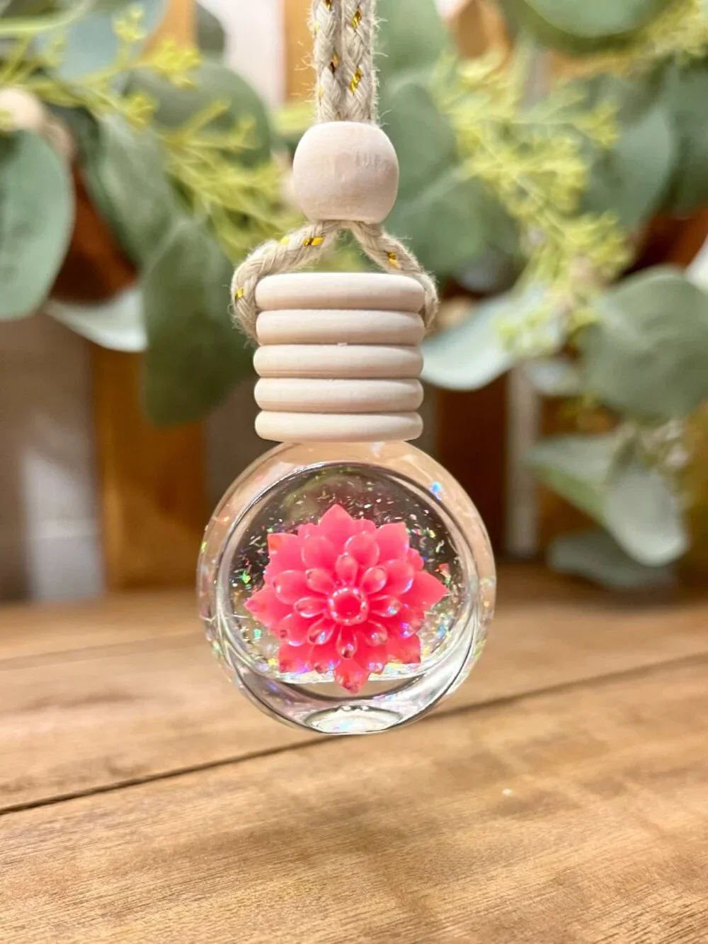 Hot Pink Flower Car Diffuser, Pink Car Air Freshener, Fragrance Oil, Car Charm